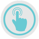 blue hand pressing button icon